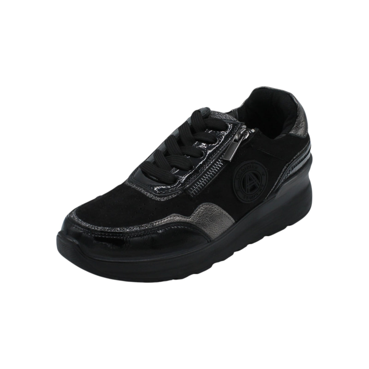 AMD31051_N - Sneakers - Amarpies Scarpe da Donna Comode con Zip e Lacci – Nero