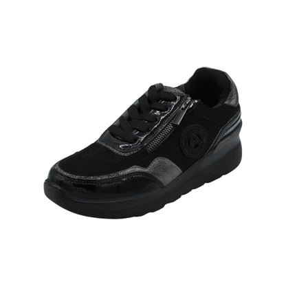 AMD31051_N - Sneakers - Amarpies Scarpe da Donna Comode con Zip e Lacci – Nero