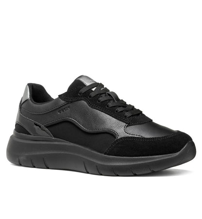 D65YNA 05422 C9999 - Sleakers - Geox Plummery Scarpe Donna Nere in Materiale Tecnico e Scamosciato