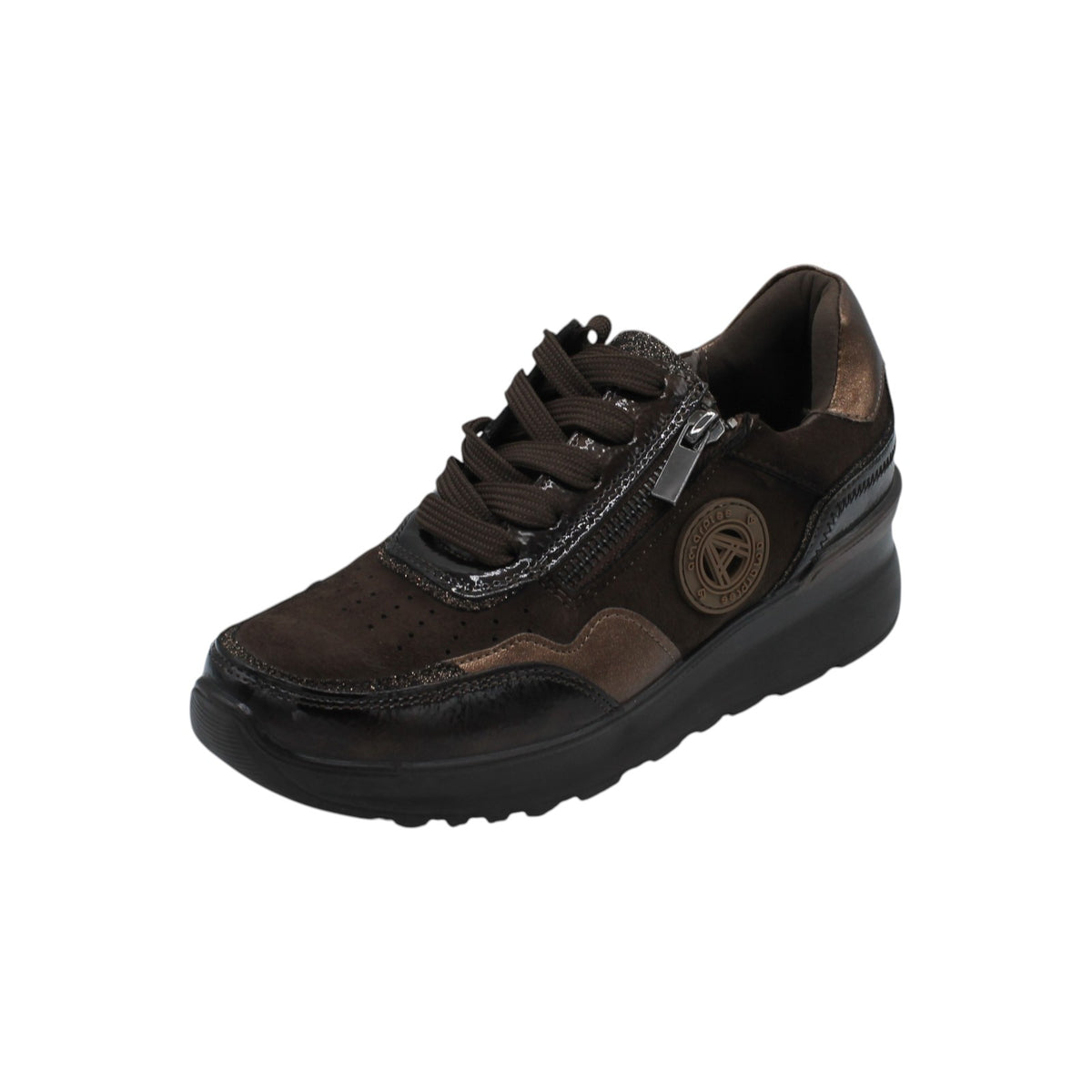 AMD31051_M - Sneakers - Amarpies Sneakers da Donna Comode con Zip e Lacci – Marrone