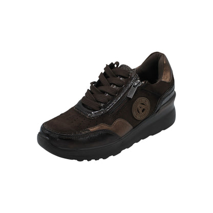 AMD31051_M - Sneakers - Amarpies Sneakers da Donna Comode con Zip e Lacci – Marrone