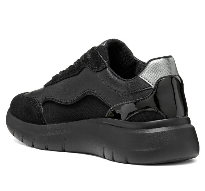 D65YNA 05422 C9999 - Sleakers - Geox Plummery Scarpe Donna Nere in Materiale Tecnico e Scamosciato