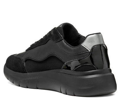 D65YNA 05422 C9999 - Sleakers - Geox Plummery Scarpe Donna Nere in Materiale Tecnico e Scamosciato