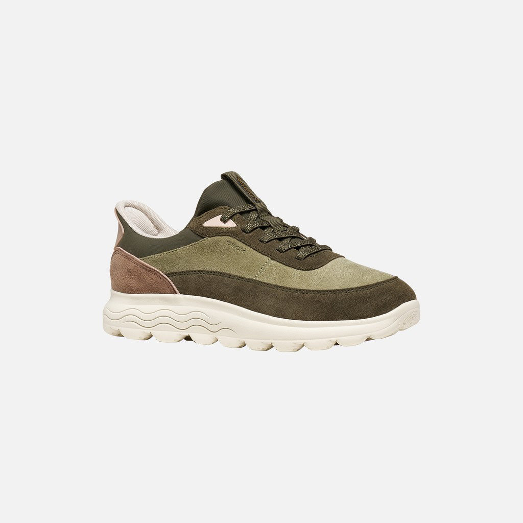 Geox Spherica Plus Donna Verde Sage/Military – Sneaker Comfort con Suola Ammortizzata