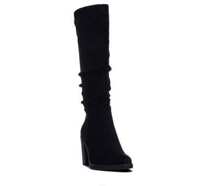 146529_N - Stivali - XTI Donna Neri in Camoscio Vegan Shoes con Tacco Largo