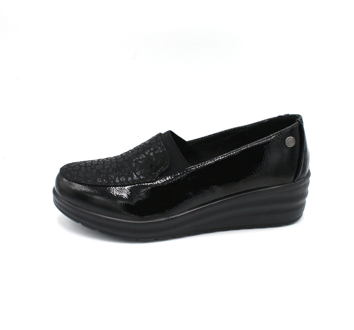 AMD31047_N - Mocassini - Amarpies Scarpe da Donna Comode con Zeppa e Dettagli Animalier – Nero