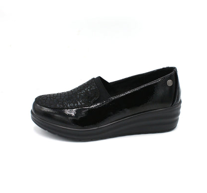 AMD31047_N - Mocassini - Amarpies Scarpe da Donna Comode con Zeppa e Dettagli Animalier – Nero