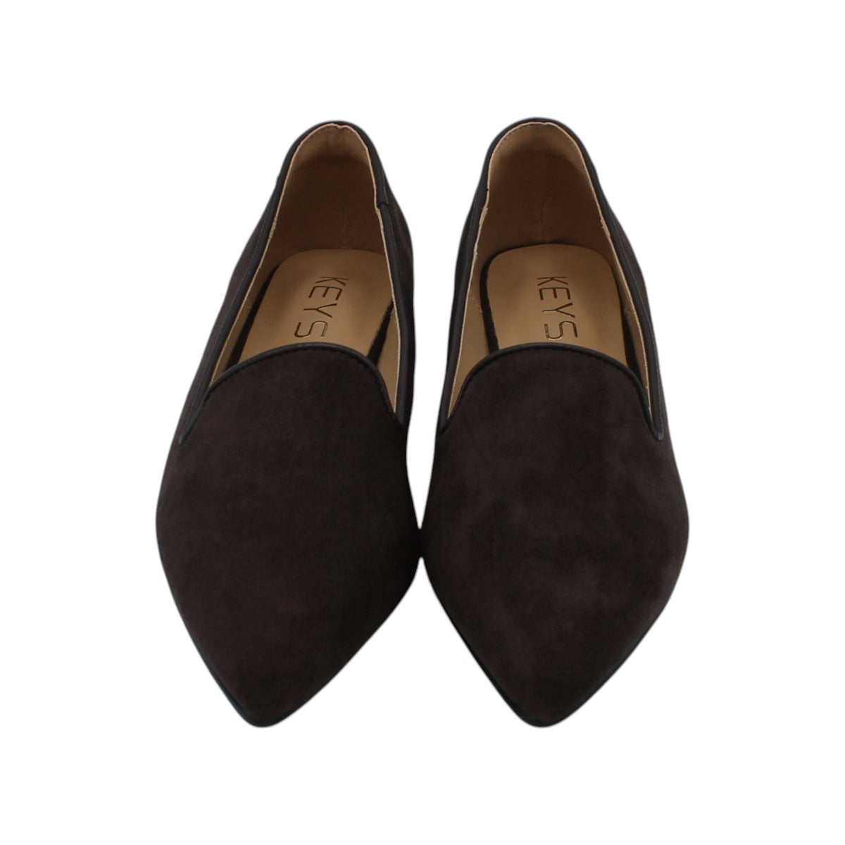 K13911_M - Ballerine - KEYS Mocassino Donna Marrone in Camoscio a Punta con Tacco Basso