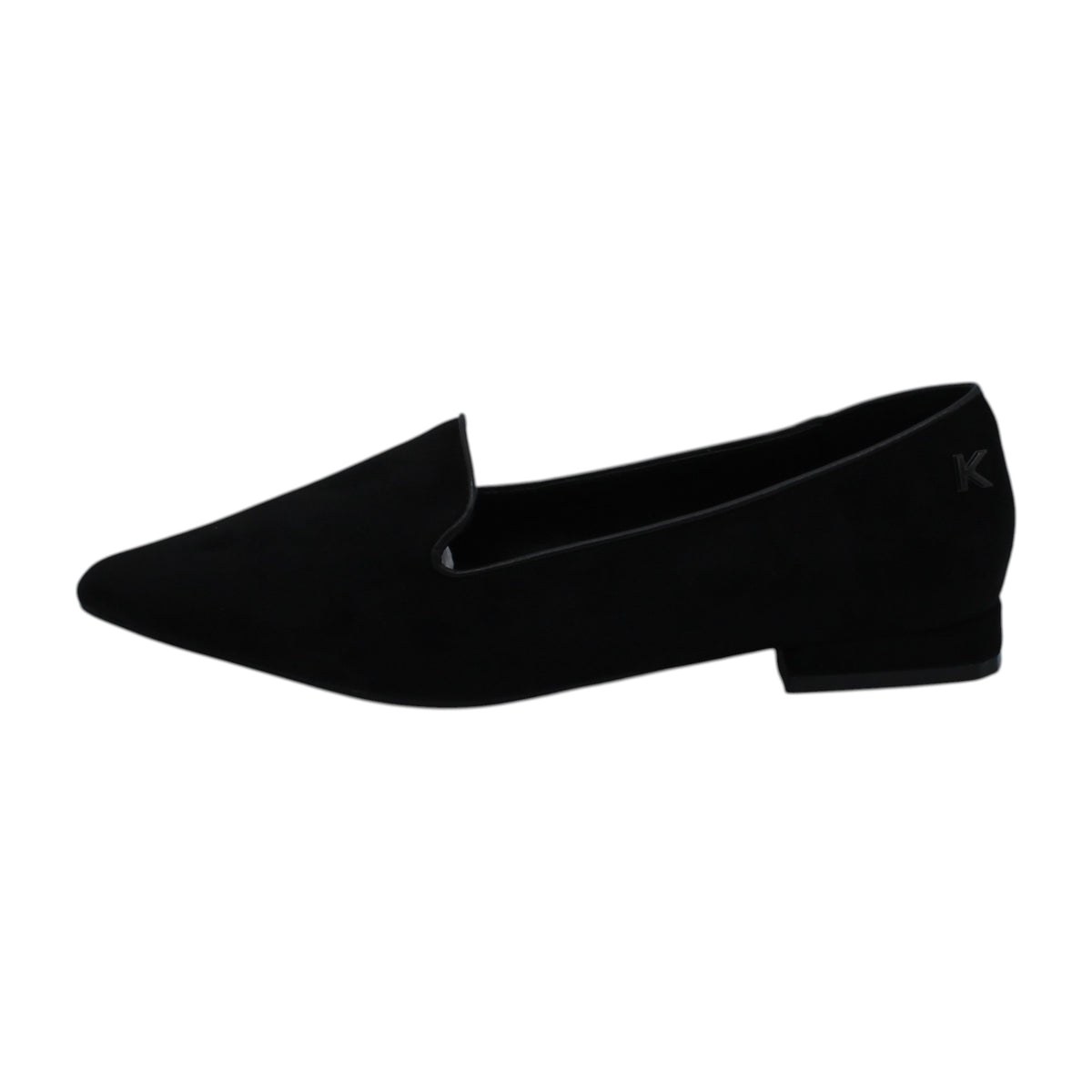 K13911_N - Ballerine -KEYS Mocassino Donna Nero in Camoscio a Punta con Tacco Basso