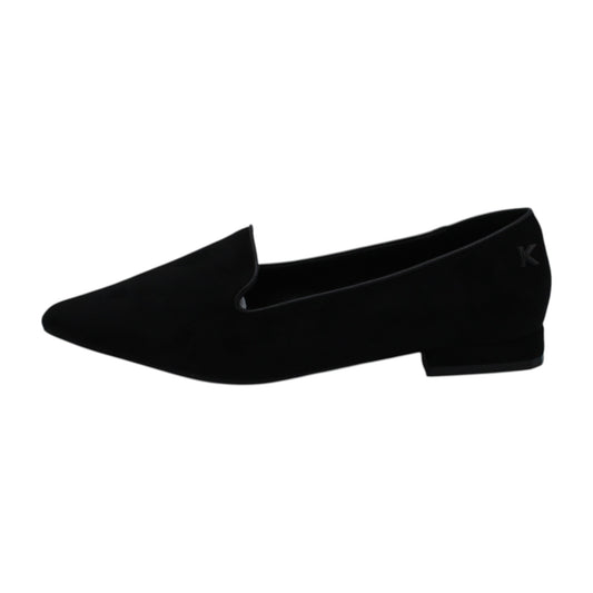 K13911_N - Ballerine -KEYS Mocassino Donna Nero in Camoscio a Punta con Tacco Basso
