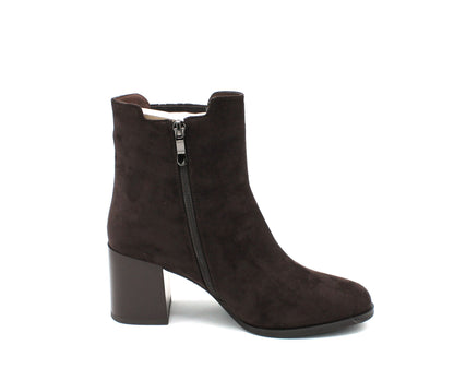 K13623_TM - Stivaletti - Keys tronchetti donna marrone scuro con tacco e cerniera