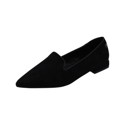 K13911_N - Ballerine -KEYS Mocassino Donna Nero in Camoscio a Punta con Tacco Basso