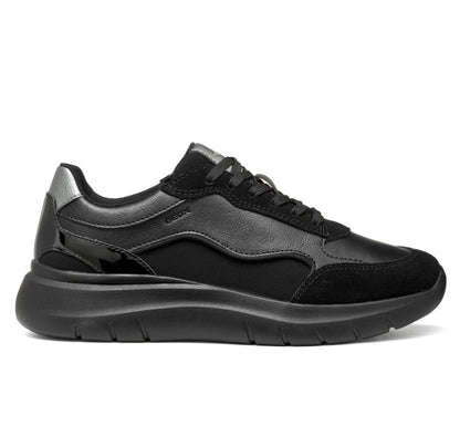 D65YNA 05422 C9999 - Sleakers - Geox Plummery Scarpe Donna Nere in Materiale Tecnico e Scamosciato