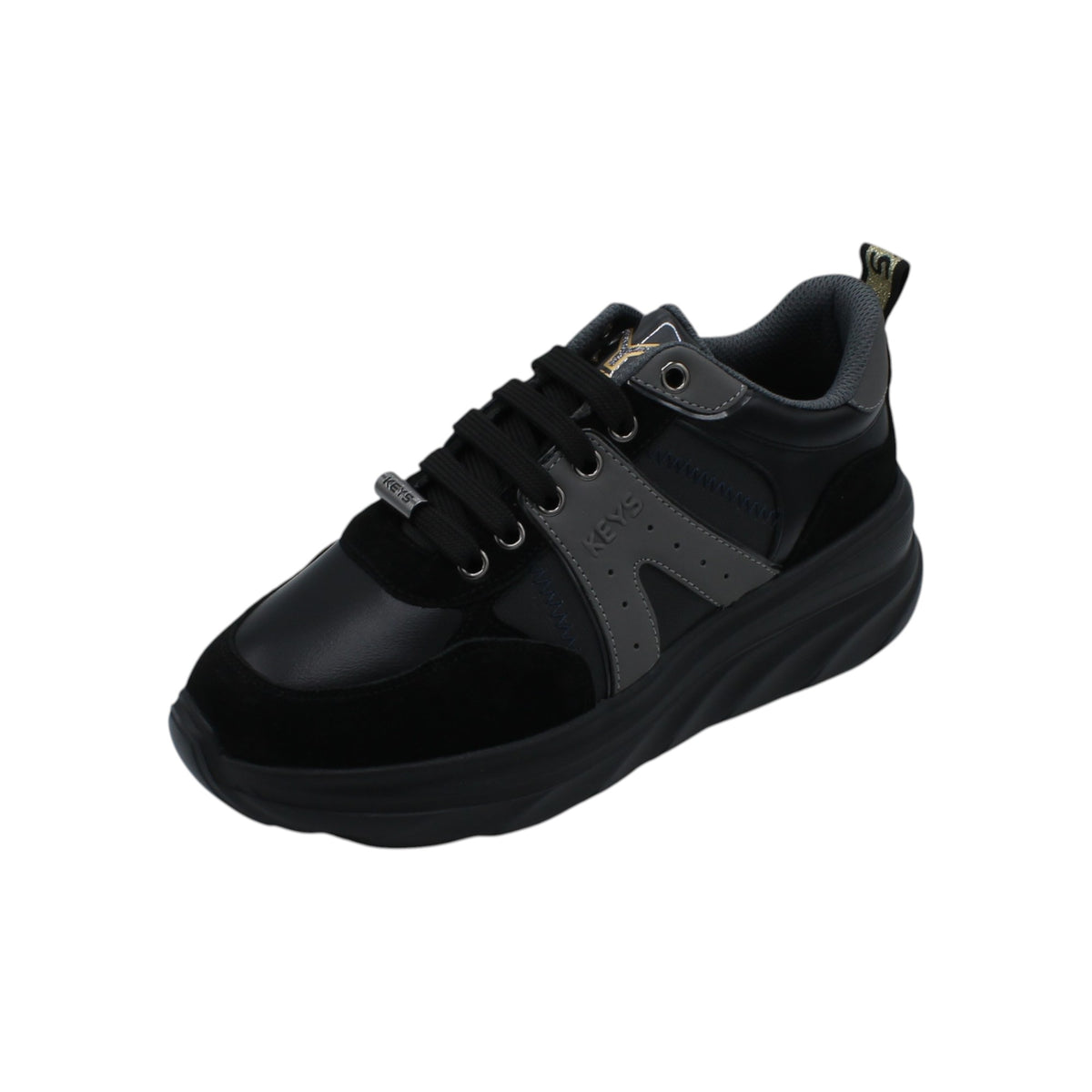 K13501_N - Sneakers - KEYS Scarpe Donna Nere con Suola Rialzata – Sportive e Casual