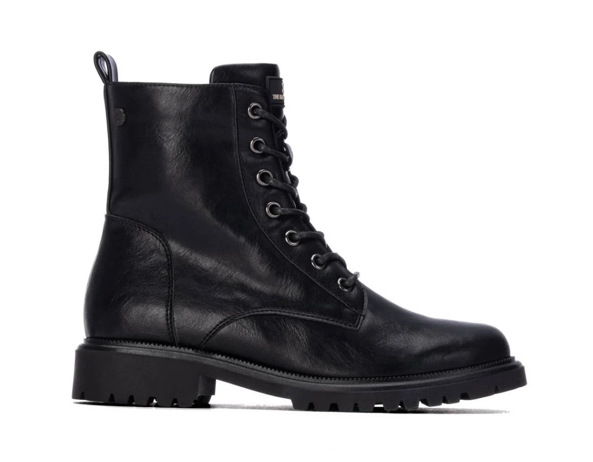 146243 - Stivaletti - Anfibi Donna con Lacci e Cerniera in Eco Pelle Nera – XTI Vegan