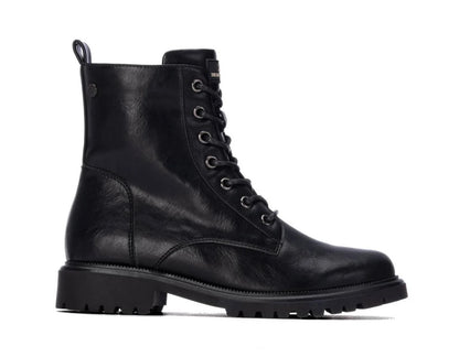 146243 - Stivaletti - Anfibi Donna con Lacci e Cerniera in Eco Pelle Nera – XTI Vegan