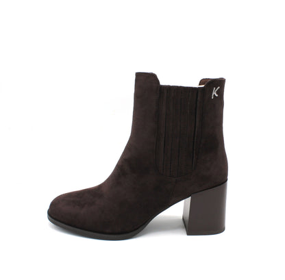K13623_TM - Stivaletti - Keys tronchetti donna marrone scuro con tacco e cerniera
