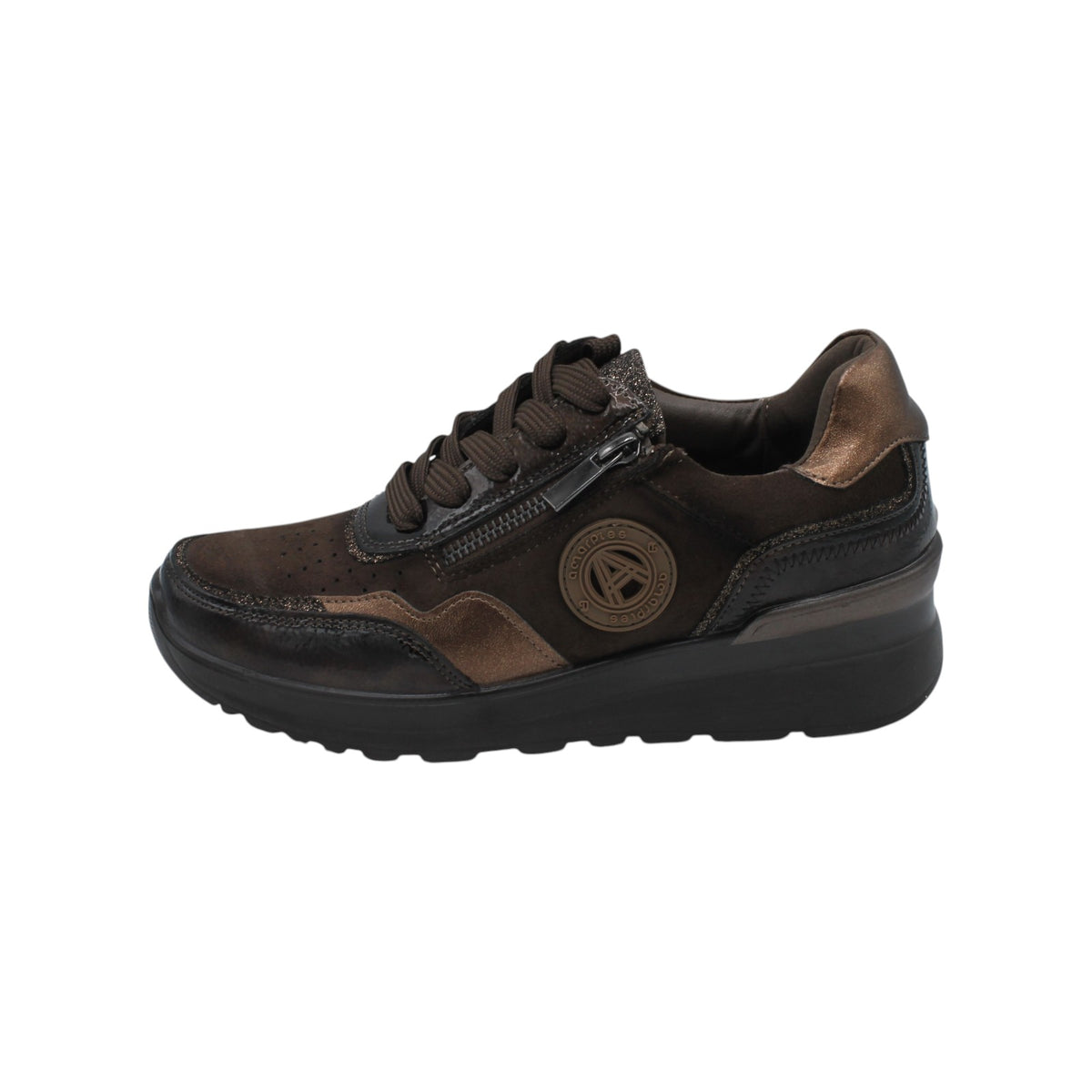 AMD31051_M - Sneakers - Amarpies Sneakers da Donna Comode con Zip e Lacci – Marrone