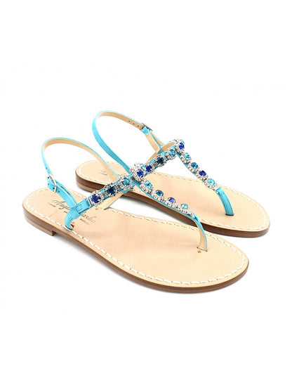 Sandali Artigianali da donna gioiello infradito bassi capresi in cuoio moda Capri