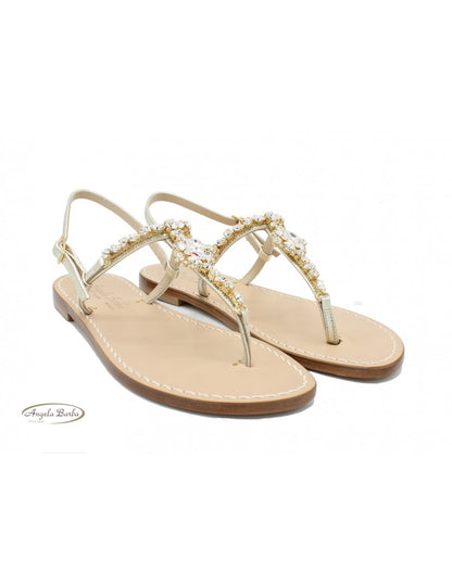 Sandali Artigianali da donna in cuoio gioiello fatti a mano moda Capri Positano Swarovski