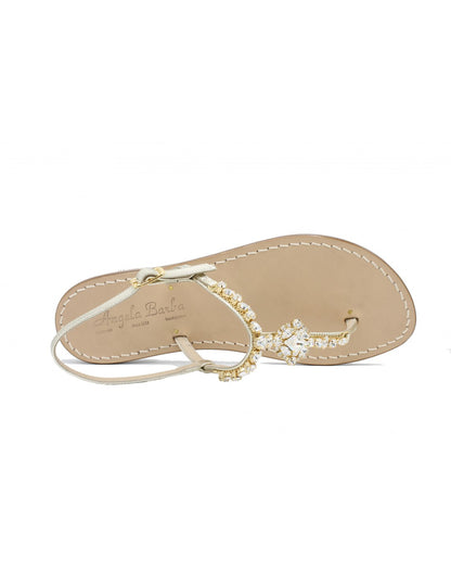 Sandali Artigianali da donna in cuoio gioiello fatti a mano moda Capri Positano Swarovski