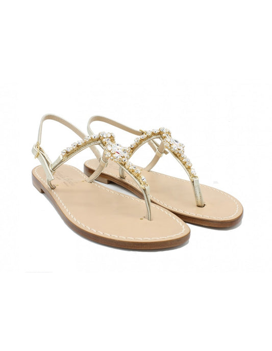 Sandali Artigianali da donna in cuoio gioiello fatti a mano moda Capri Positano Swarovski