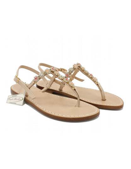Sandali Artigianali da donna in cuoio gioiello fatti a mano moda Capri Positano Swarovski