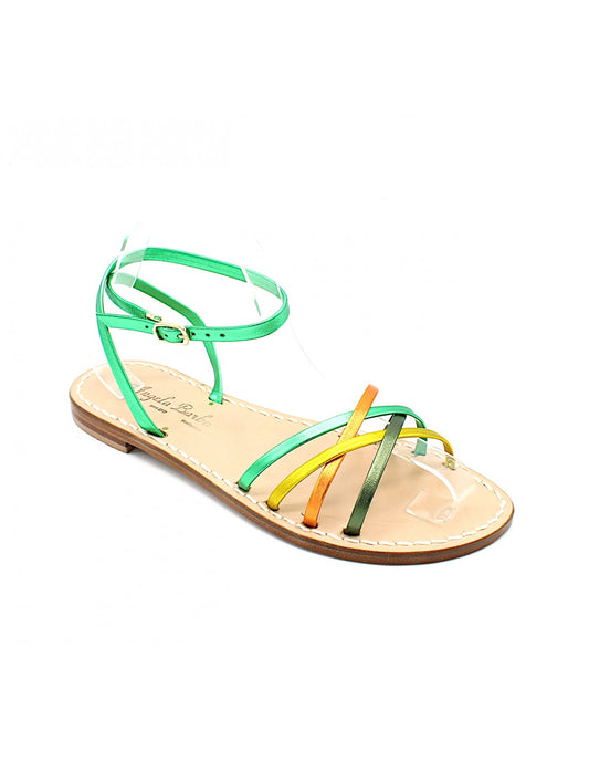 Sandali artigianali donna in pelle multicolore bassi Marilù