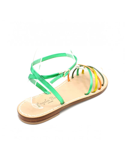 Sandali artigianali donna in pelle multicolore bassi Marilù