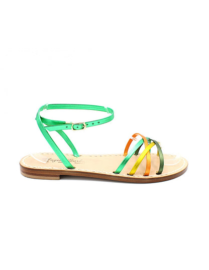 Sandali artigianali donna in pelle multicolore bassi Marilù