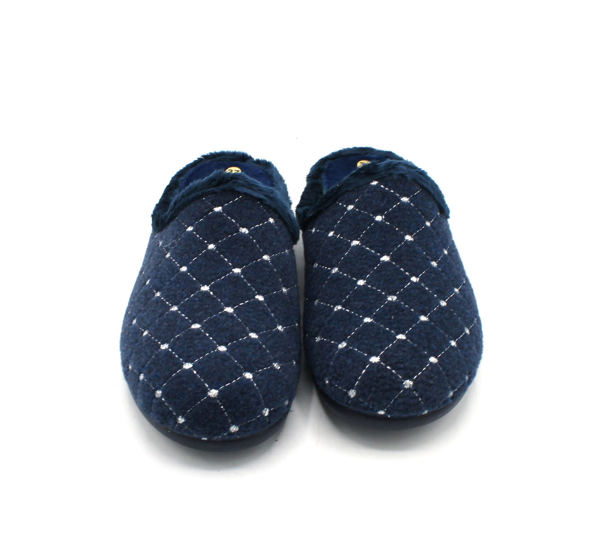 S4235_Blu - Pantofole - Sabatini ciabatte donna chiuse blu con plantare estraibile e dettagli glitter