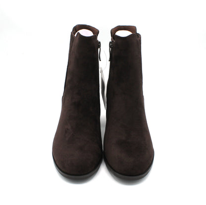 K13623_TM - Stivaletti - Keys tronchetti donna marrone scuro con tacco e cerniera
