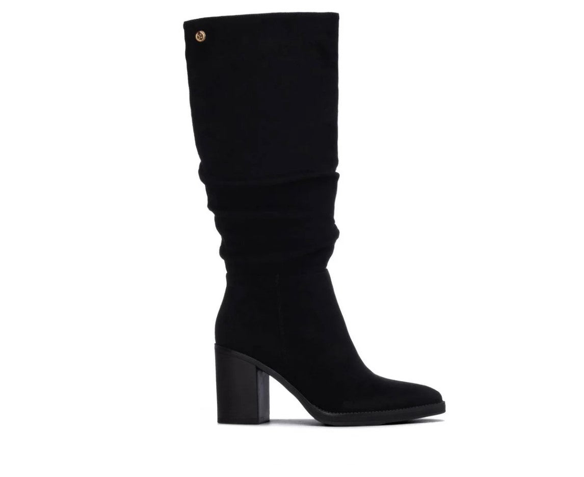146529_N - Stivali - XTI Donna Neri in Camoscio Vegan Shoes con Tacco Largo