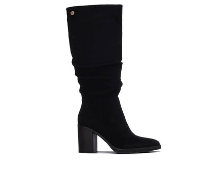 146529_N - Stivali - XTI Donna Neri in Camoscio Vegan Shoes con Tacco Largo