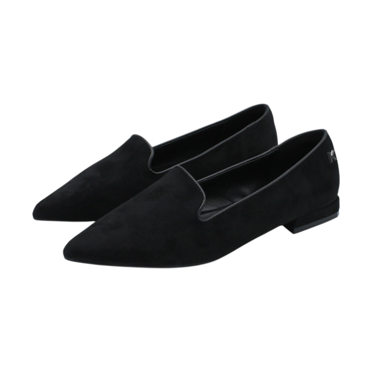 K13911_N - Ballerine -KEYS Mocassino Donna Nero in Camoscio a Punta con Tacco Basso